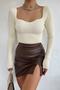 Women's Cream Sweetheart Neck Knitwear Blouse - 6