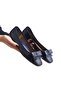 Genuine Leather Navy Blue Women's Leather Ballerinas Dp58-4055 - 3