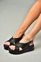 S713030709 Black Cross-Strapped Women's Sandals - 3