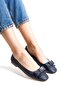 Genuine Leather Navy Blue Women's Leather Ballerinas Dp58-4055 - 2