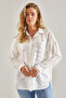 Women's White Stone Embroidered Linen Ayrobin Shirt 60181021 - 3