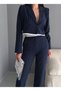 CROP JACKET, HIGH WAIST PANT, STRIPED, DOUBLE SET WITH PATCH DETAIL - 3