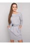 Women's Long Sleeve Crew Neck Belted Two Thread Dress - 5