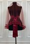 Burgundy Bridal Veil Set, Double Row Glass Beads and Pearls Embroidered, Henna Veil Set 6 Pieces - 7