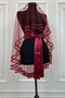 Burgundy Bridal Veil Set, Double Row Glass Beads and Pearls Embroidered, Henna Veil Set 6 Pieces - 9
