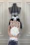 White Bridal Veil Set, Double Row Glass Beads and Pearls Embroidered, Henna Veil Set 6 Pieces - 4