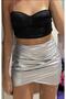 Women's Leather Look Foil Silver Asymmetric Wrap Shiny Silver New Year Party Skirt - 2