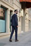 Men's Suit Swallow Collar Italian Style Suit Jacket Vest Pants - Navy - 3