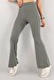 Ribbed Camisole Flare Leg High Waist Recovery Interlock Knitted Tights - 4