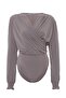Plus Size Double Breasted Sleeve White Blouse with Rubber Gipe Detail and Snap Fasteners - 5