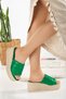 Green Wedge Heeled New Classic Women's Slippers Comfortable and Stylish - 2