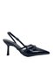Women's Ferga Black Double Buckle Heeled Shoes Sandals 7 Cm 2105