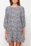Multicolor Animal Print Straight Cut Crew Neck Mini Woven Dress TWOAW24EL00840 - 4
