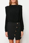 Siyah Bodycone/Vücudu Saran Kısa / Mini Dokuma Elbise TWOAW24EL00483 - 7