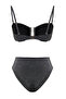 Siyah Simli Aksesuarlı Straplez Kaplı Regular Yüksek Bel Bikini Takımı TBESS24BT00054 - 12