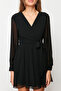 Black A-Line V-Neck Mini Woven Dress TWOAW22EL0691 - 4