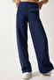 Women's Navy Blue Raised Straight Leg Thick Sweatpants HF00445 - 5