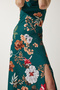 Women's Emerald Green Floral Slit Summer Dress FF00159 - 4