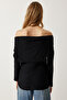 Women's Black Off-Shoulder Gather Detailed Blouse US00920 - 6