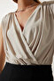 Women's Beige Wrap Collar Padded Knitted Blouse with Snap Fasteners ZH00014 - 3
