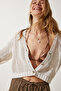 Women's Cream Openwork Buttoned Crop Knitwear Cardigan AN00178 - 3