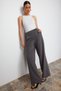 Gray Cross Closure Wide Leg/Wide Leg Woven Trousers TWOSS24PL00112
