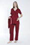 Bathrobe Striped Detail Maternity and Postpartum Pajama Set - 3