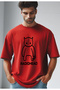 Radiohead Devil Printed Red Oversize Tshirt