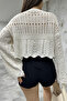 Women's Cream Openwork Knitwear Blouse - 5