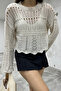 Women's Cream Openwork Knitwear Blouse - 7