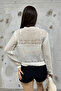 Women's Cream Openwork Knitwear Blouse - 4