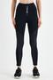 Women's Black Shiny Garnished Zippered Sports Tights
