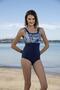 Square Neck Swimsuit - Navy Blue - 3