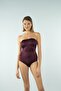 Strapless Rope Strap Swimsuit - Plum - 2