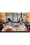 Pink Green Themed Leaf and Flower Patterned Modern Decorative Carpet 3857 - 4