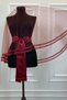 Burgundy Bridal Veil Set, Double Row Glass Beads and Pearls Embroidered, Henna Veil Set 6 Pieces - 8