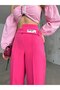 Women's Palazzo Trousers - Two Buttons with Cross Belt - Crest Detail Design Trousers - 5