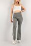 Ribbed Camisole Flare Leg High Waist Recovery Interlock Knitted Tights - 3
