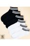 Women's 4 Pairs Short Hoop College Booties Socks Seasonal Black White Socks - 3