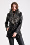 Black Arjante Fox Accessory Buckle Detailed Leather Jacket