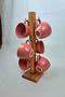 Kitchen Counter Top Wooden Coffee Stand Cup Hanger Organizer Coffee Corner Hotel Cafe Bar 6 Hooks - 2