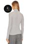 Gray Silk Jersey Turtleneck Women's Blouse - Does Not Show Inside - 3