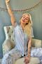 Gray Florado Exclusive Front Buttoned Short Sleeve Women's Pajamas Set - 2