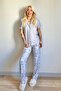 Gray Florado Exclusive Front Buttoned Short Sleeve Women's Pajamas Set - 7