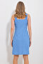 Women's Blue Strappy Buttoned Front 100% Linen Dress ALC-X11813 - 5