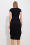 Women's Black Crew Neck Double Pocket Dress ALC-X11849 - 3