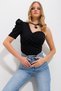 Women's Black Single Shoulder Detailed Blouse ALC-X11799 - 3
