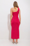 Women's Fuchsia One Shoulder Collar Draped Slit Buzzy Evening Dress ALC-X11851 - 4