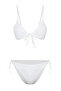 Beyaz Dokulu Üçgen Bağlamalı Normal Bel Regular Bikini Takımı TBESS24BT00082 - 10