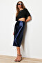Indigo Saten A Kesim/Çan Form Midi Örme Etek TWOAW24ET00088 - 4
